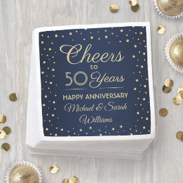 JEDER Jahrestag Cheers Navy Blue und Gold Confetti Serviette