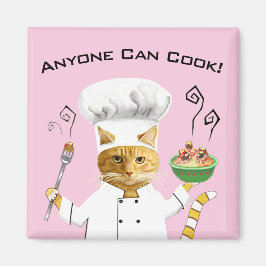 Jeder kann kochen! Cat Kühlschrank Magnet (Rosa)