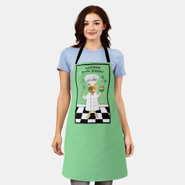 Jeder kann kochen! Green Kitty Schürze (groß) (Getragen)
