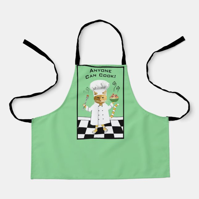 Jeder kann kochen! Green Kitty Schürze (klein) (Vorderseite)