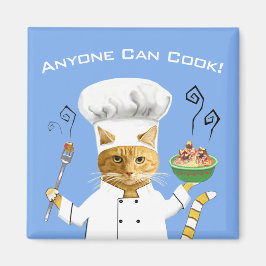 Jeder kann kochen! Kitty Kühlschrank Magnet (blau)