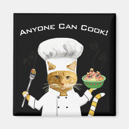 Jeder kann kochen! Kitty Kühlschrank Magnet (schwa