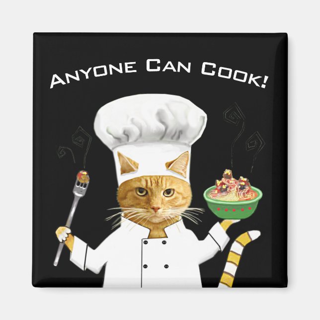 Jeder kann kochen! Kitty Kühlschrank Magnet (schwa (Vorne)