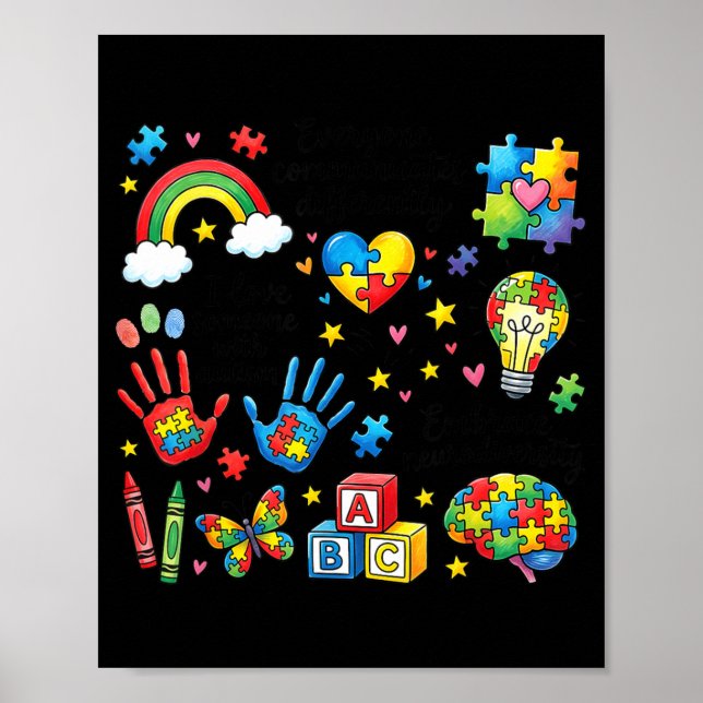 Jeder kommuniziert anders Autismus-Bewusstsein Poster (Vorne)
