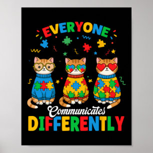 Jeder kommuniziert anders Autismus Monat vor Poster