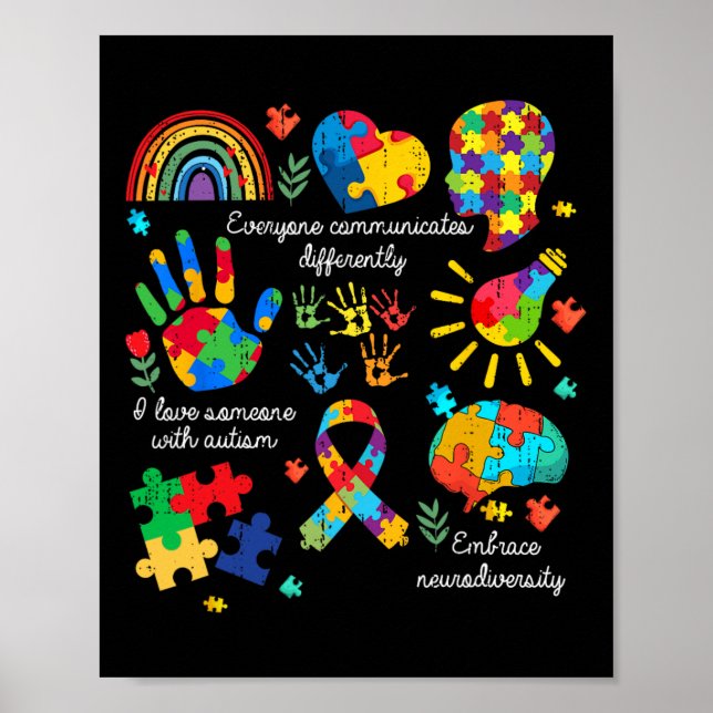 Jeder kommuniziert anders Autismus Neurodive Poster (Vorne)