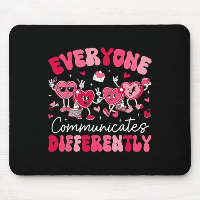 Jeder kommuniziert anders Autismus Valentinstag Mousepad (Vorne)