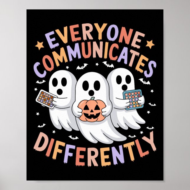 Jeder kommuniziert anders Halloween Autismus Poster (Vorne)