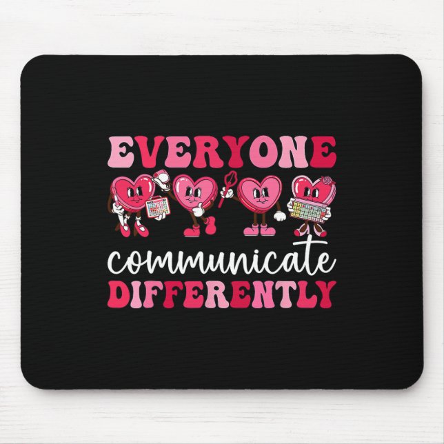 Jeder kommuniziert anders Herz Autismus Val Mousepad (Vorne)