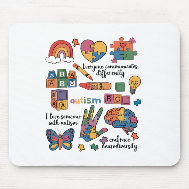Jeder kommuniziert anders über Autismus-Bewusstsei Mousepad (Vorne)