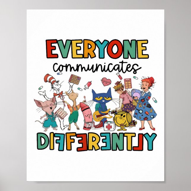 Jeder kommuniziert mit anderen lustigen Buchkinder Poster (Vorne)