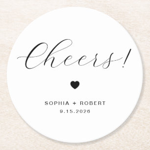 JEDER LEIGH Minimalistisch Wedding Cheers Runder Pappuntersetzer