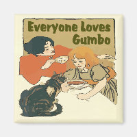 Jeder mag Gumbo, Vintage Mädchen und Katze Poster,