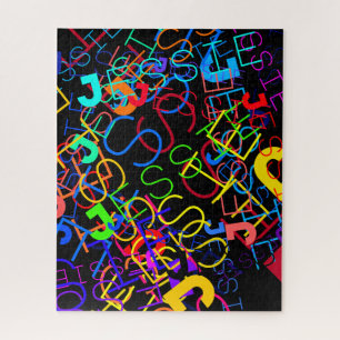 Jeder Name anpassbar Helle Farben & Schwarz Puzzle