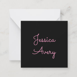 Jeder Name   Cool Editable Pink Script in Black Mitteilungskarte