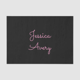 Jeder Name Cool Editable Pink Script in Black Seidenpapier