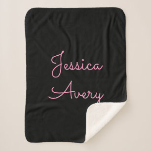 Jeder Name   Cool Editable Pink Script in Black Sherpadecke