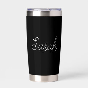 Jeder Name Cool Editable White Script on Black Thermobecher
