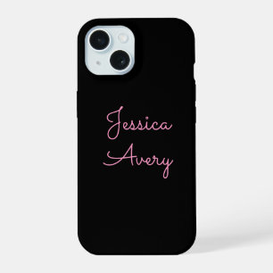 Jeder Name Cooler editierbarer rosa Schriftzug a iPhone 15 Hülle