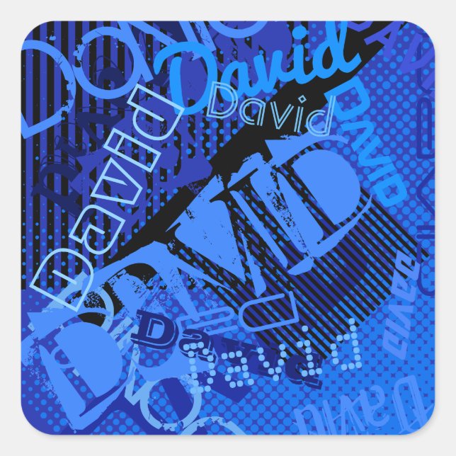 Jeder Name, der für kreatives Blau angepasst ist Quadratischer Aufkleber (Vorderseite)