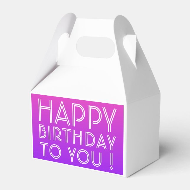 Jeder Name Editable Happy Birthday Pink Lila Ombre Geschenkschachtel (Vorderseite)