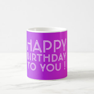 Jeder Name Editable Happy Birthday Pink Lila Ombre Kaffeetasse
