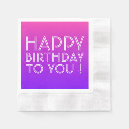 Jeder Name Editable Happy Birthday Pink Lila Ombre Serviette