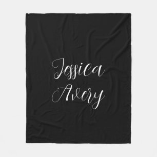 Jeder Name Elegant Editable White Script auf Sch Fleecedecke