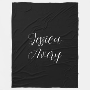 Jeder Name Elegant Editable White Script auf Sch Fleecedecke