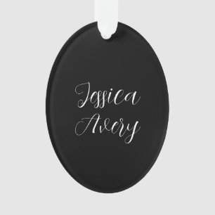 Jeder Name   Elegant Editable White Script auf Sch Ornament