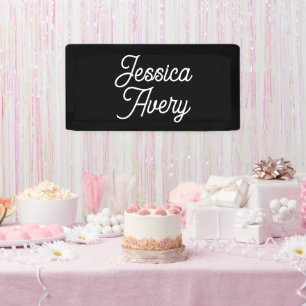 Jeder Name   Elegantes Vintages, weißes Script auf Banner