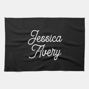 Jeder Name   Elegantes Vintages, weißes Script auf Geschirrtuch