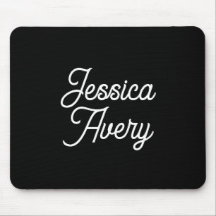 Jeder Name   Elegantes Vintages, weißes Script auf Mousepad