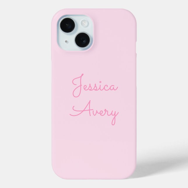 Jeder Name | Niedlich Pink Cursive Case-Mate iPhone Hülle (Rückseite)