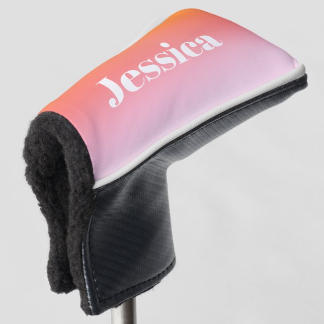 Jeder Name | Retro-Modern gestylter Text farbenfro Golf Headcover (3/4 Vorderseite)