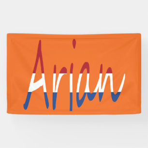 Jeder Name überlagert sich auf der NLD-Flagge auf  Banner