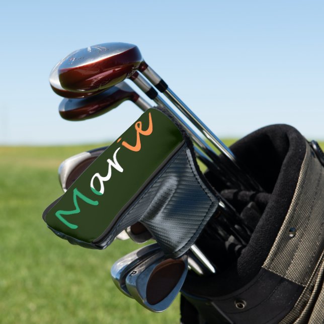 Jeder Name Überlaid auf irischer Flagge Golf Headcover (In Situ)