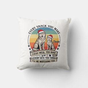 Jeder Snack, den du machst, Hund Santa Hut Retro S Kissen