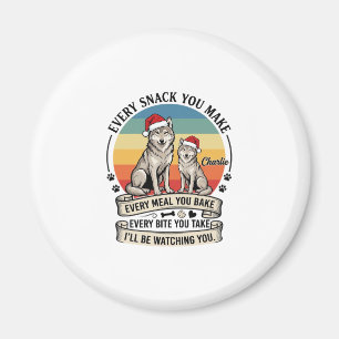 Jeder Snack, den du machst, Hund-Santa-Hut Retro-S Magnet