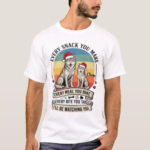 Jeder Snack, den du machst Hund Weihnachtsmann Hut T-Shirt