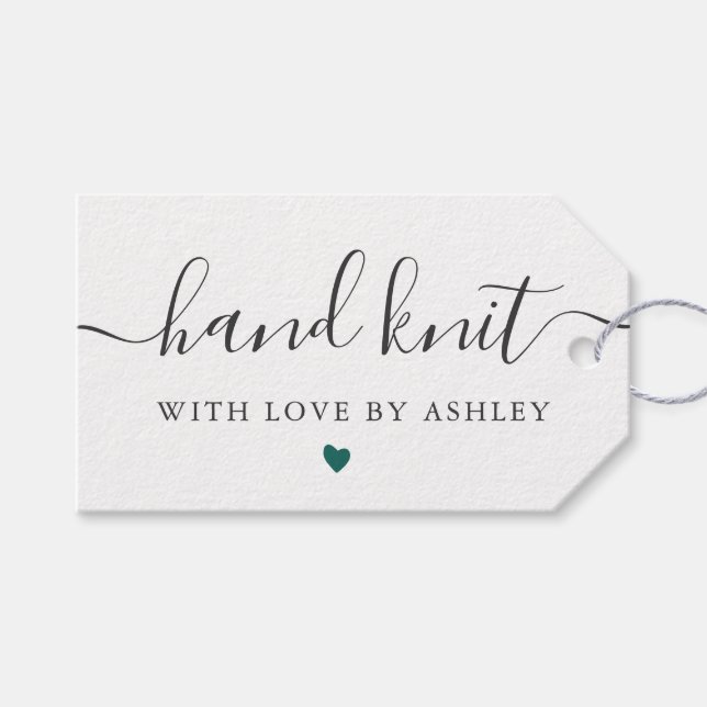 Jeder Strick mit Liebe, handgefertigt Geschenkanhänger (Vorderseite (Horizontal))