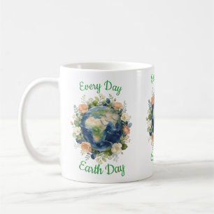 Jeder Tag ist Earth Day Blumengesteck Erde Kaffeetasse