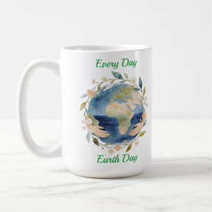 Jeder Tag ist Earth Day - Floraler Globus mit Händ Kaffeetasse