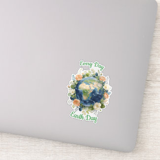 Jeder Tag ist Earth Day Floraler Kranz Erde Aufkleber