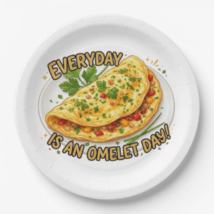 Jeder Tag Ist Ein Omelett-Tag Frühstück Foodie Pappteller