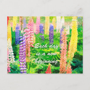 Jeder Tag ist eine neue, farbenfrohe Lupine-Blume Postkarte