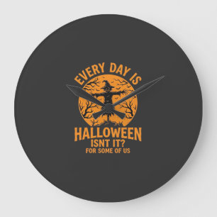 Jeder Tag ist Halloween Vogelscheuche Hexe Design_ Große Wanduhr