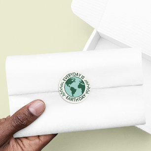 Jeder Tag Ist Tag der Erde - Vintage Green Earth L Runder Aufkleber