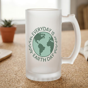 Jeder Tag Ist Tag der Erde - Vintage Grün Erde Lie Mattglas Bierglas