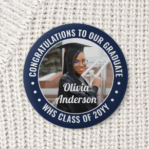 Jeder Text Abschlussfoto Gratulation Marineblau We Button